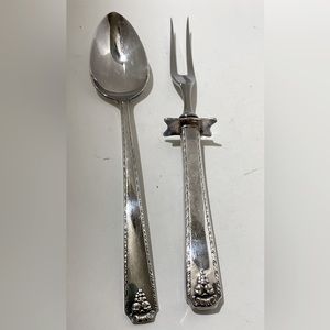 Oneida Bordeaux Prestige Silverplated Serving Spoon & Steak Carving Fork 1945